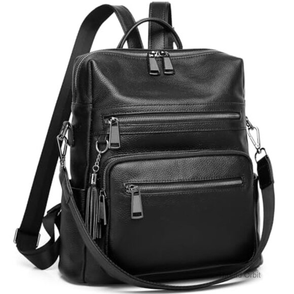 Genuine Leather Convertible Backpack Purse, 3-Way Wear, 20L Capacity, Daypack